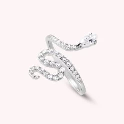 Bague Large SNAKY - Cristal / Argenté