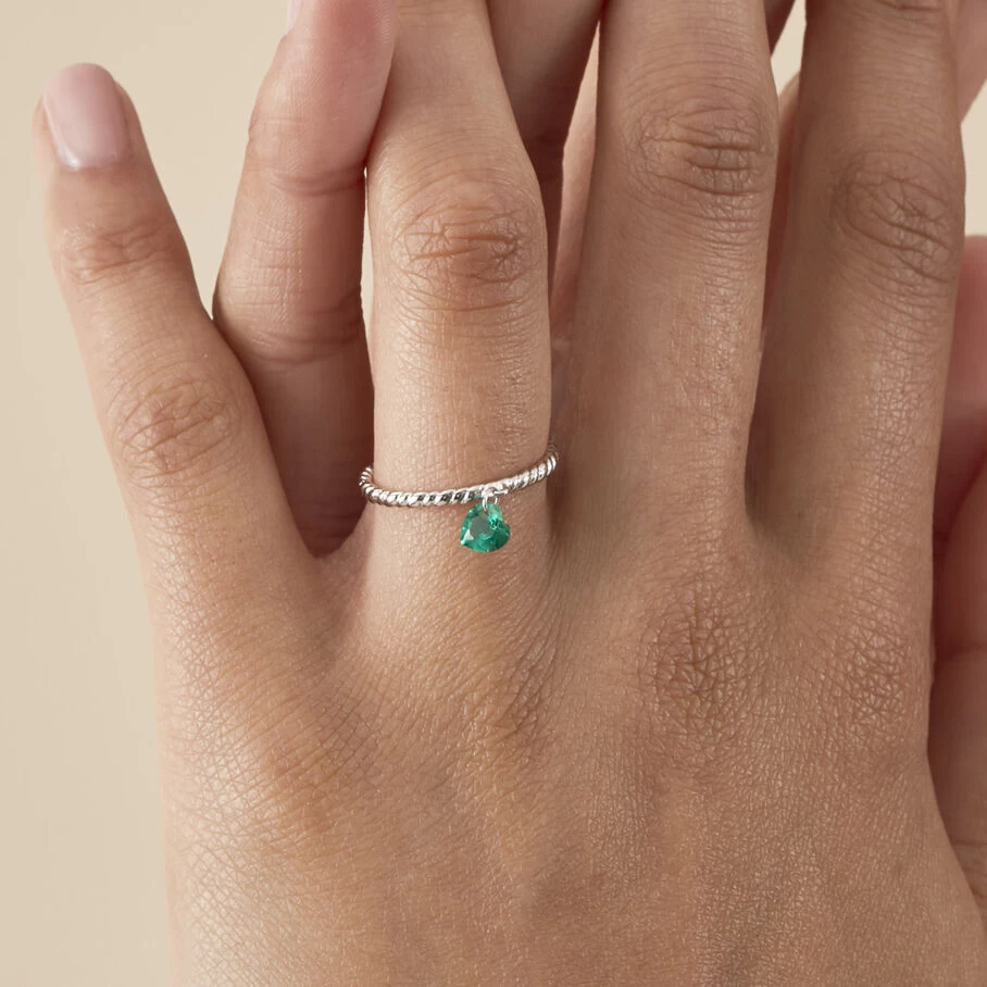 Bague Fine BEGUIN - Vert / Argenté 2 Bague Fine BEGUIN - Vert / Argenté – Image 2