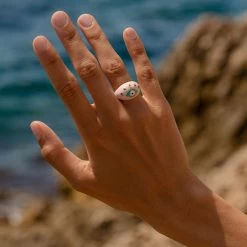 Bague Large CYCLADES - Rose Pâle/ Doré -Boutique de colliers 02280248 895 52 M2