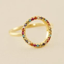 Bague Fine RAINBOW - Multicolore / Doré