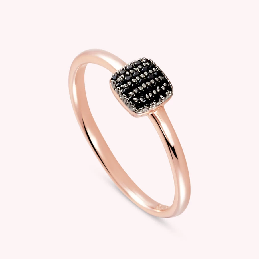 Bague Fine GLORIA - Noir / Rose 1 Bague Fine GLORIA - Noir / Rose