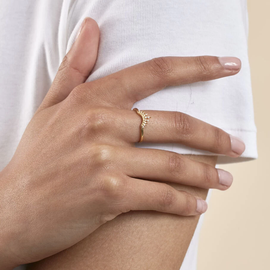 Bague Fine LUCKY EYE - Cristal / Doré 2 Bague Fine LUCKY EYE - Cristal / Doré – Image 2