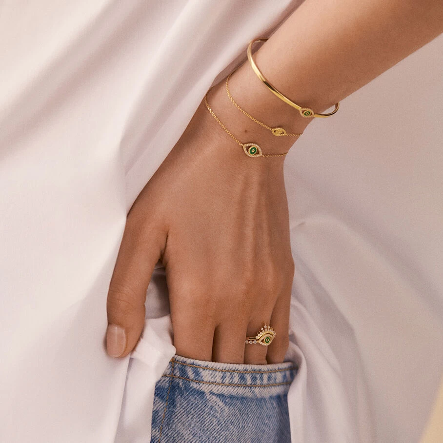 Bague Fine LUCKY EYE - Cristal / Doré 3 Bague Fine LUCKY EYE - Cristal / Doré – Image 3