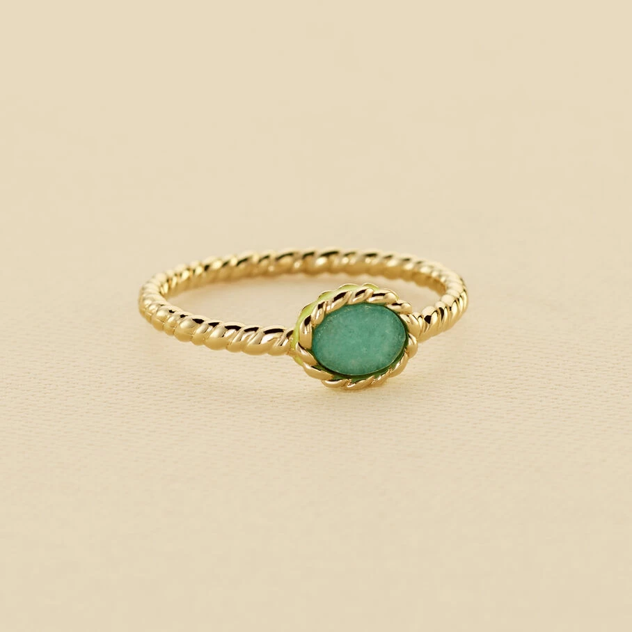 Bague Fine ATMA - Amazonite/ Jaune 1 Bague Fine ATMA - Amazonite/ Jaune