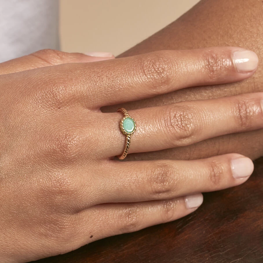 Bague Fine ATMA - Amazonite/ Jaune 2 Bague Fine ATMA - Amazonite/ Jaune – Image 2