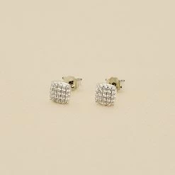 Boucles D'oreilles Puces GLORIA - Cristal / Argenté