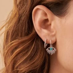 Créoles LUCKY EYE - Turquoise / Argenté 7 Créoles LUCKY EYE - Turquoise / Argenté -Boutique de colliers 02321271 650 TU M2