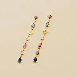 Boucles D'oreilles Pendantes CASCADA - Multicolore / Doré