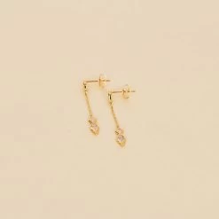 Boucles D'oreilles Pendantes ARISTA - Cristal / Doré