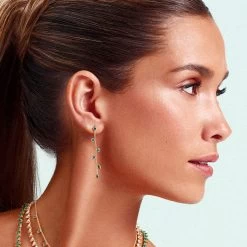 Boucles D'oreilles Pendantes NEITH - Vert / Doré -Boutique de colliers 02380430 658 TU M2