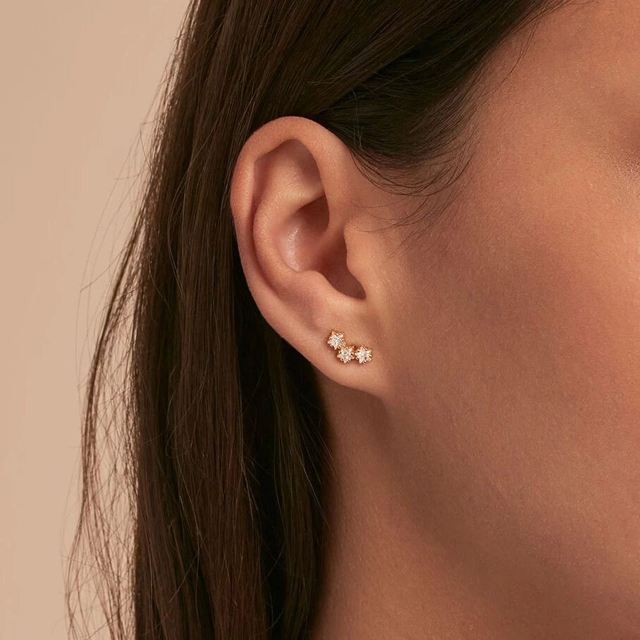 Piercing Puce SHINE - Cristal / Doré 2 Piercing Puce SHINE - Cristal / Doré – Image 2