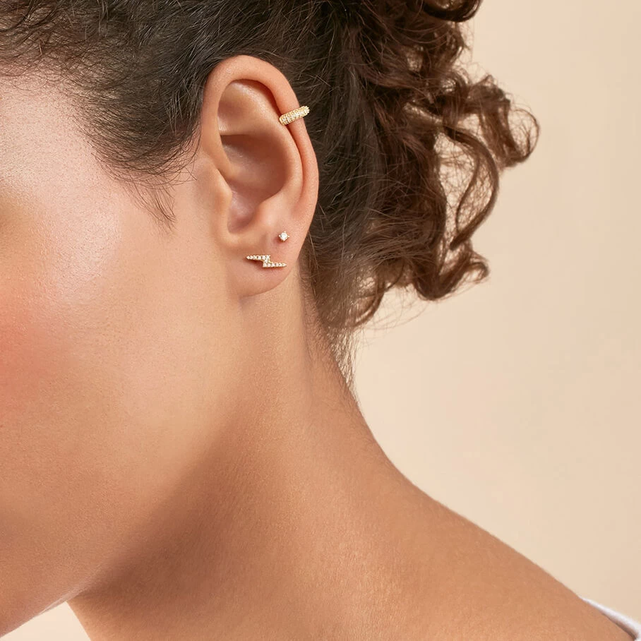 Piercing Puce MINI - Cristal / Doré 2 Piercing Puce MINI - Cristal / Doré – Image 2