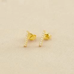 Boucles D'oreilles Puces BARSHINE - Cristal / Doré