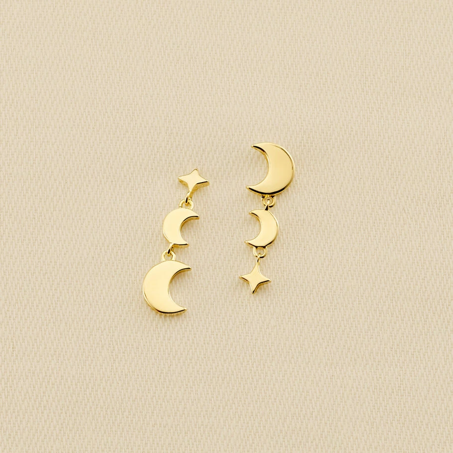 Boucles D'oreilles Pendantes LUNAISON - Doré 1 Boucles D'oreilles Pendantes LUNAISON - Doré