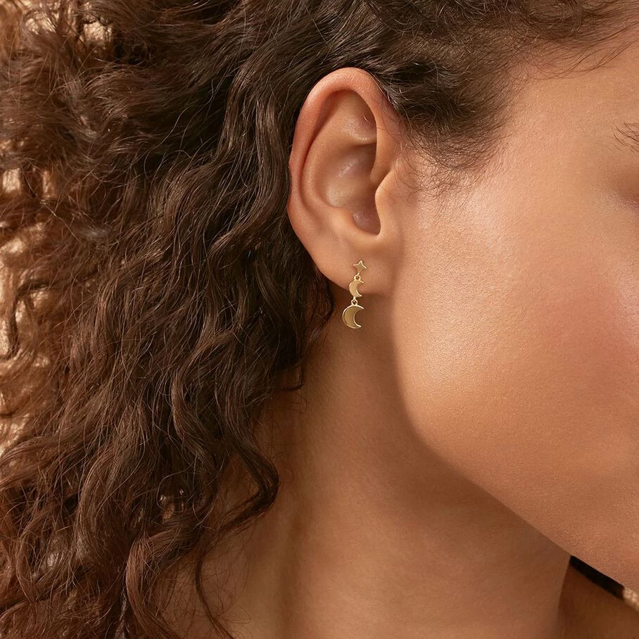 Boucles D'oreilles Pendantes LUNAISON - Doré 2 Boucles D'oreilles Pendantes LUNAISON - Doré – Image 2