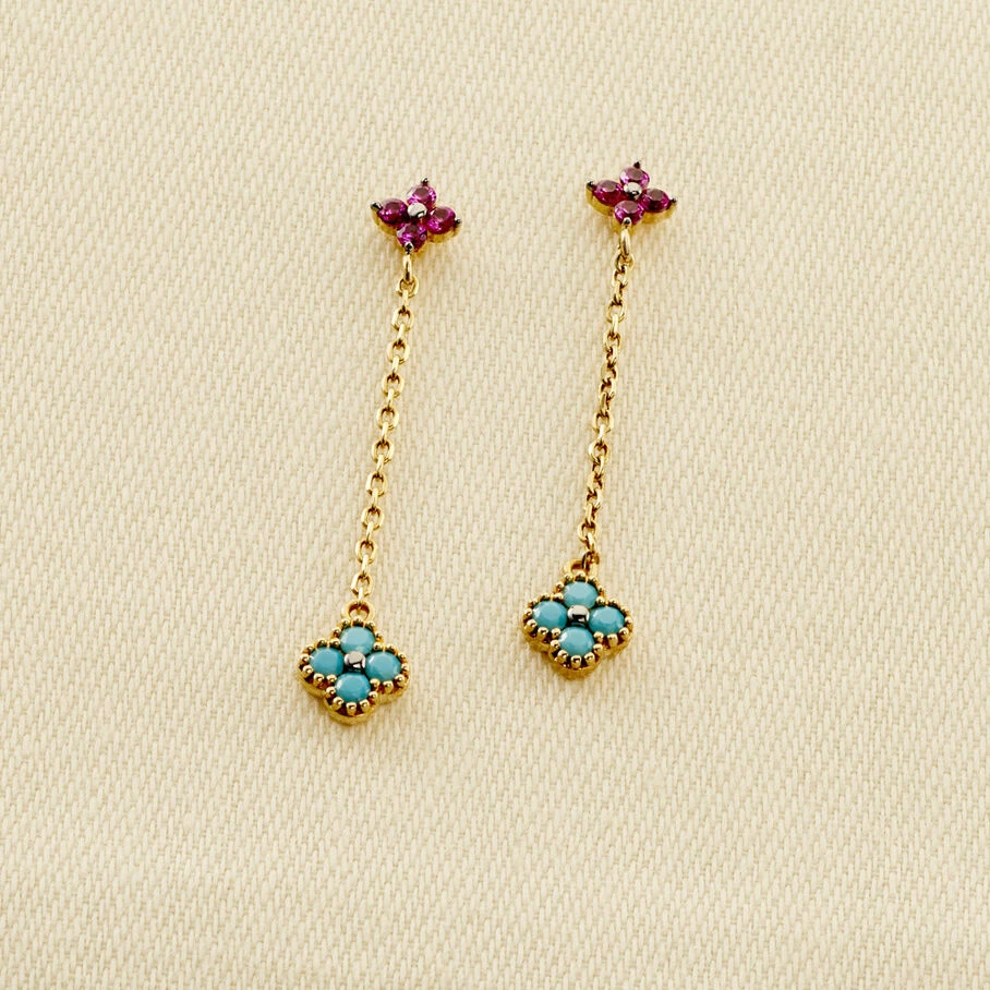 Boucles D'oreilles Pendantes BELOVED - Multicolore / Doré 1 Boucles D'oreilles Pendantes BELOVED - Multicolore / Doré
