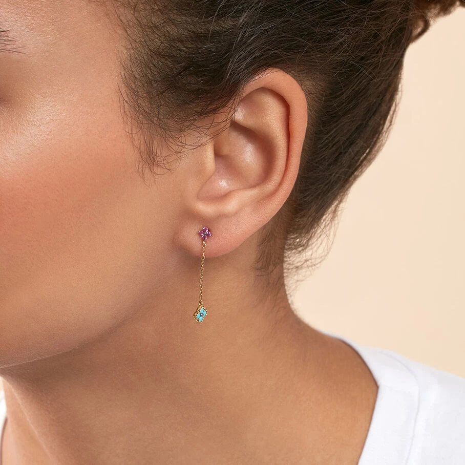 Boucles D'oreilles Pendantes BELOVED - Multicolore / Doré 2 Boucles D'oreilles Pendantes BELOVED - Multicolore / Doré – Image 2