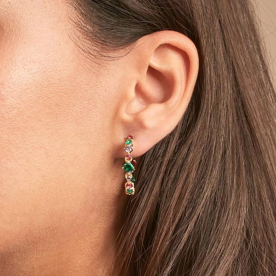 Créoles ASTRE - Multicolore / Doré 2 Créoles ASTRE - Multicolore / Doré – Image 2