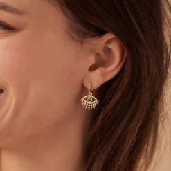 Créoles LUCKY EYE - Vert / Doré 5 Créoles LUCKY EYE - Vert / Doré -Boutique de colliers 02390792 658 TU M1