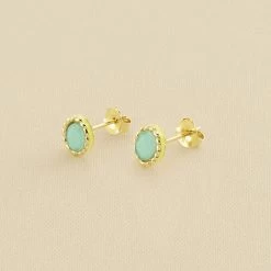 Boucles D'oreilles Puces ATMA - Amazonite/ Jaune