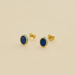 Boucles D'oreilles Puces ATMA - Lapis/ Bleu