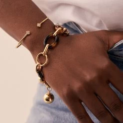 Bracelet Souple BOUCLE - Ecaille / Doré -Boutique de colliers 02480102 173 TU M2