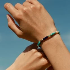 Bracelet Souple CYCLADES - Bleu / Doré -Boutique de colliers 02480271 109 TU M2