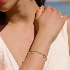 Bracelet Souple CYCLADES - Turquoise / Doré -Boutique de colliers 02480272 731 TU M2