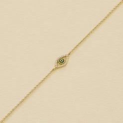 Bracelet Souple LUCKY EYE - Vert / Doré