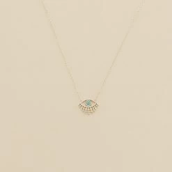 Collier Mi-long LUCKY EYE - Turquoise / Argenté