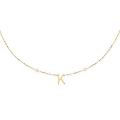 Collier Ras Du Cou LETTRE K - Cristal / Doré