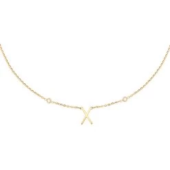 Collier Mi-long LETTRE X - Cristal / Doré