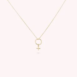 Collier Mi-long FEMME - Cristal / Doré