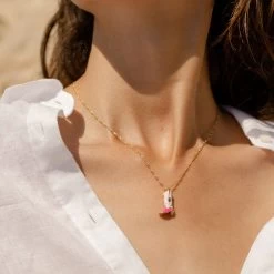 Collier Mi-long RODEO - Rose / Doré -Boutique de colliers 02680192 315 TU M2
