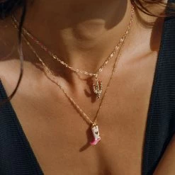 Collier Mi-long RODEO - Rose / Doré -Boutique de colliers 02680192 315 TU M3