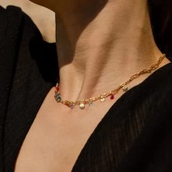 Collier Ras Du Cou CYCLADES - Multicolore / Doré -Boutique de colliers 02681161 256 TU M2