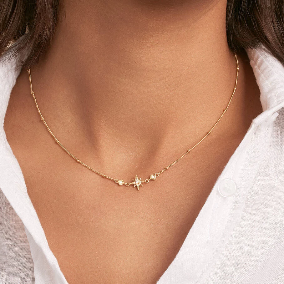 Collier Ras Du Cou OURSE - Cristal / Doré 2 Collier Ras Du Cou OURSE - Cristal / Doré – Image 2