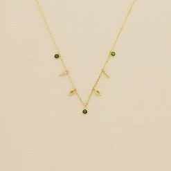 Collier Ras Du Cou LUCKY EYE - Vert / Doré