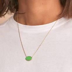 Collier Mi-long ATMA - Onyx/ Vert -Boutique de colliers 02690140 513 TU M2