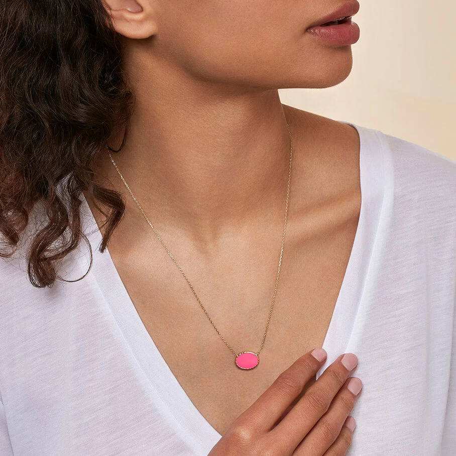 Collier Mi-long ATMA - Nacre /rose 3 Collier Mi-long ATMA - Nacre /rose – Image 3