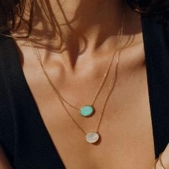 Collier Mi-long ATMA - Amazonite/ Jaune -Boutique de colliers 02690140 780 TU M2